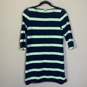 J crew mint green and navy 3/4 sleeve mini dress xxs